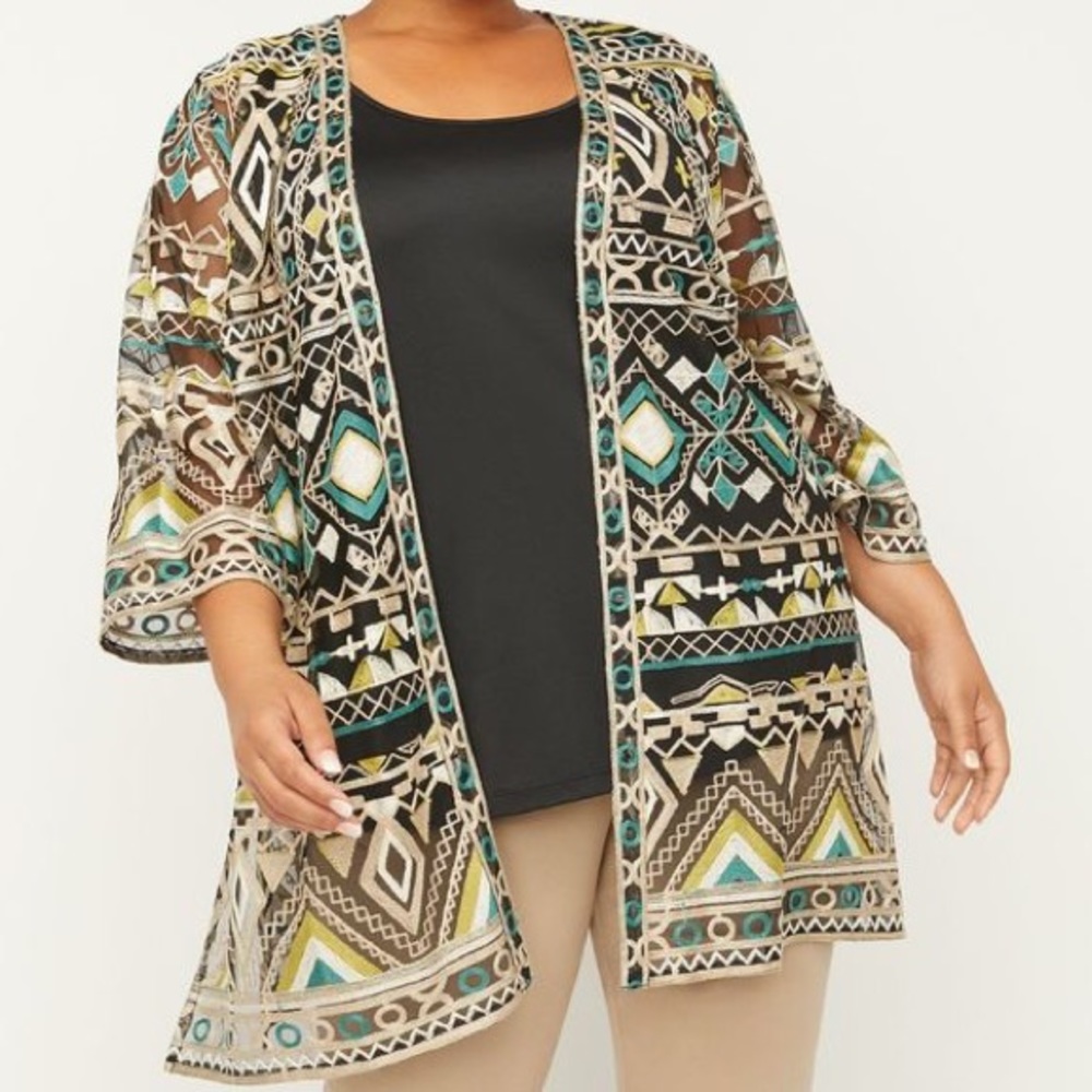 Plus Size Mesh Cardigan